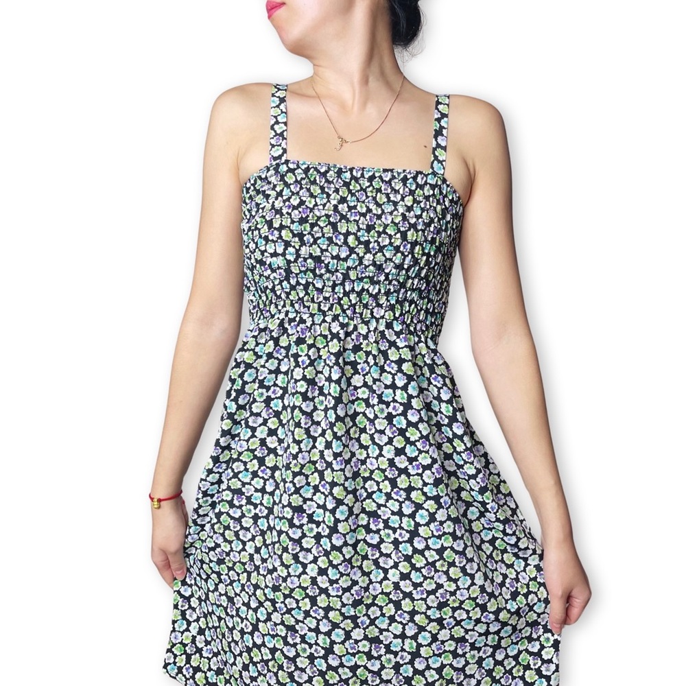 NWT Vintage French Curve Floral Smocked Dress Fits XS-S